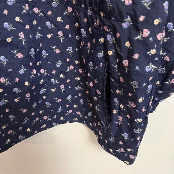 Vintage Northern Reflections XL Floral Rain Jacket Hooded Windbreaker Navy Nylon - Picture 6 of 12